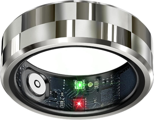 Revolutionary Smart Ring Health Tracker - Monitor Sleep, Heart Rate & Activity in Style! Waterproof Fitness Ring with Air Gestures & 7-Day Battery Life for iOS & Android (Stylish Silver #8)
